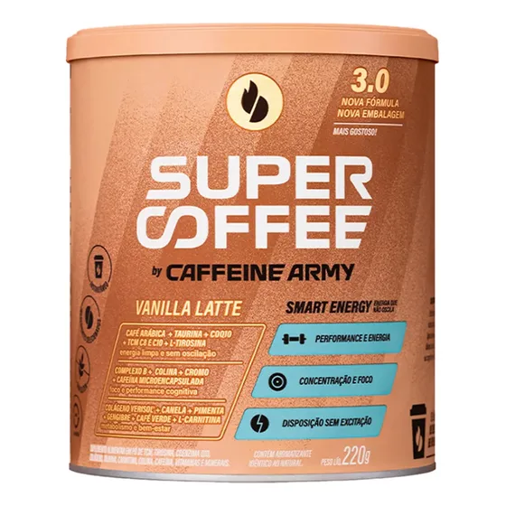 Super Coffee 220g Café Termogênico Zero Açúcar Caffeine Army