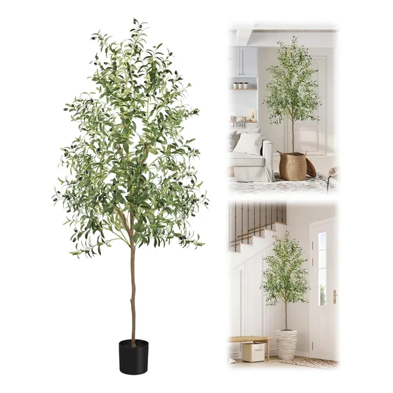 2.1m Árbol De Olivo Planta Artificial Realista Maceta Regalo