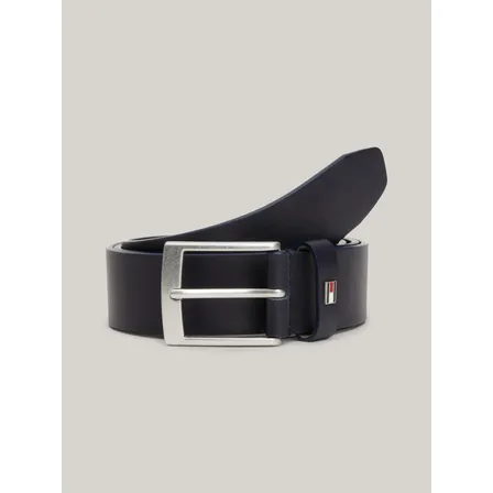 Cinturón Cuero Liso Logo Esmaltado Negro Tommy Hilfiger Talla 90