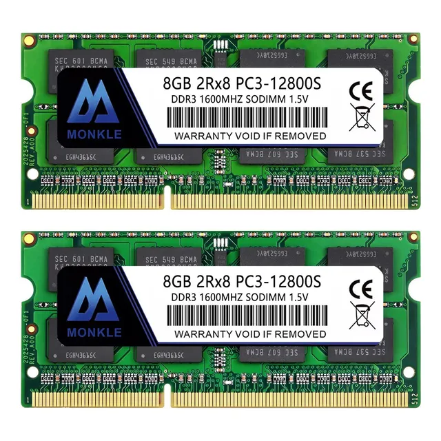 Memoria Ram Monkle 16gb 2x8g Ddr3-1600mhz Sodimm Pc3-12800s 
