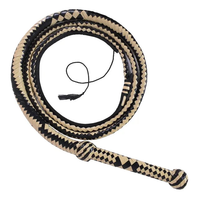 Genuine Real 08 Pie Largo 12 Plait Tela Bull Whip Negro