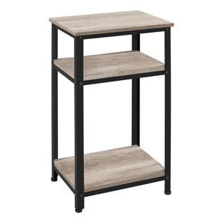 Mesa Auxiliar Alta De 76 Cm Con Estantes De Madera Gris Mesa Auxiliar Alta De 76 Cm Con Estantes De Madera Gris