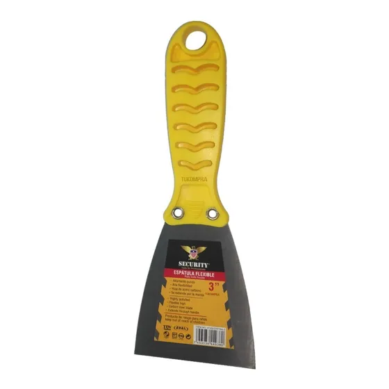 Espátula Metalica Flexible Acero Carbono Mango Plastico 3p 