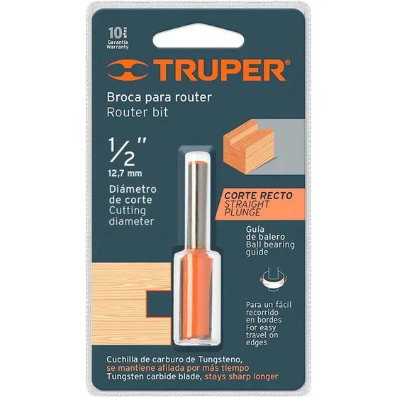 Fresa (broca) Corte Recto 1/2  X 1  Truper 11456
