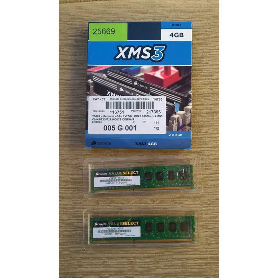 Memória Ddr3 1333 2x2g ( 4 Gb ) Corsair Para Desktop De Mesa