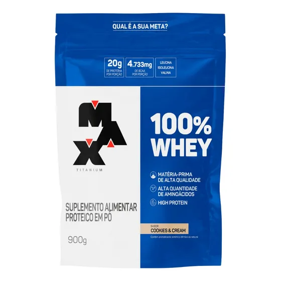 100% Whey Refil 900g Cookies And Cream Max Titanium