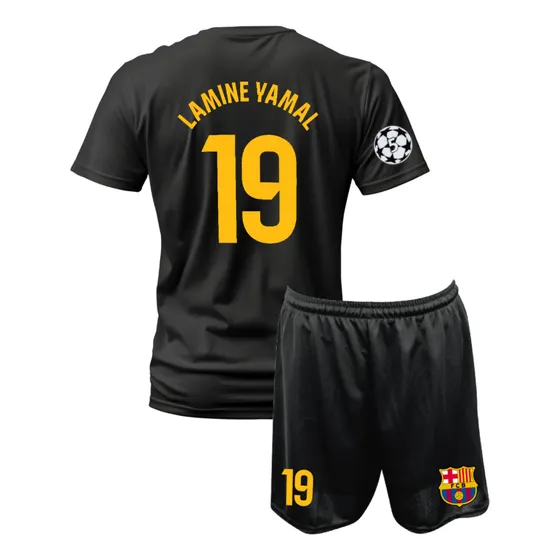 Conjuntos Valverde, Mbappe, Vini Jr, Etc / Camiseta + Short Negro Lisa 16 Lamine Yamal Negro