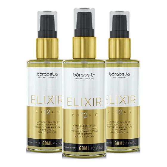 Kit 3 Óleo Capilar Bórabella Elixir 12 Oils Finalizador 60ml
