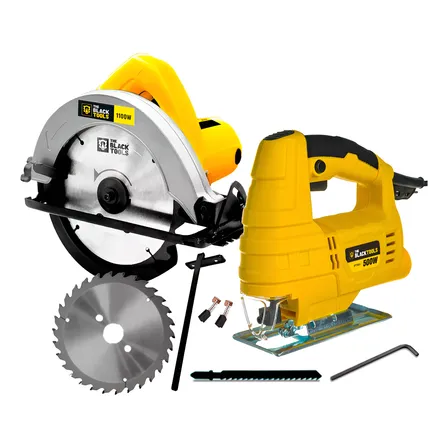 Kit Serra Circular 7.1/4 E Serra Tico Tico P/ Marceneiro - Amarelo