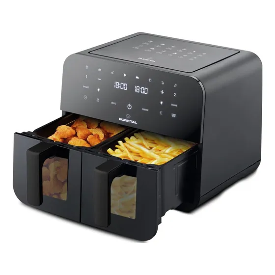 Freidora Sin Aceite Punktal Pk-909fd 2400w Doble Cesto Digital 9l