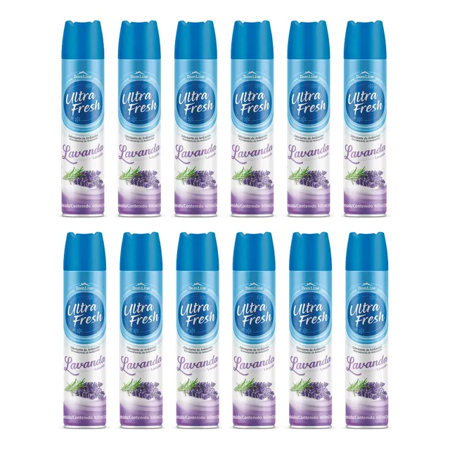 Kit 12 Odorizador Ambientes Ultra Flush 400ml Lavanda Bom Ar