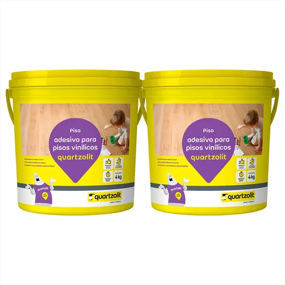 Cola Especial Adesivo Piso Vinílico Quartzolit 4kg Kit C/2 