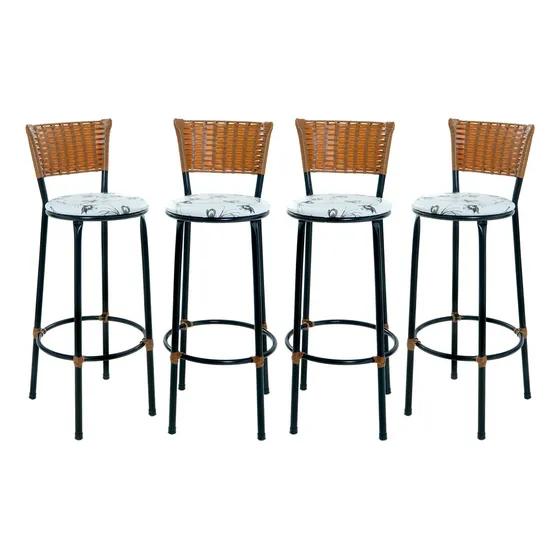 Kit 4 Banquetas Cadeiras Altas Para Cozinha Americana Lazer