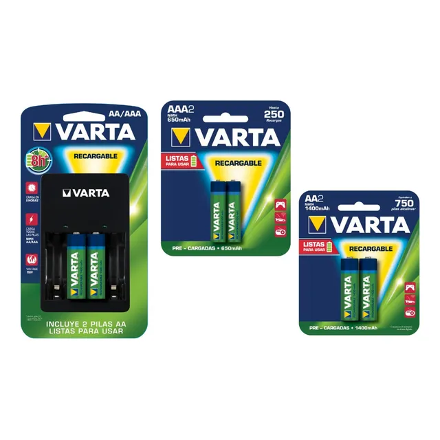 Cargador de pila con carga USB Varta Recargable 0 - 110V entrada 1.2V salida