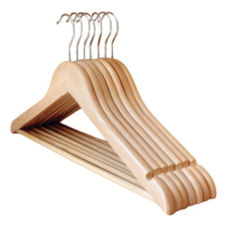 Percha Madera Laqueada Pack X10 Premium Color Natural Gancho Percha Madera Laqueada Pack X10 Premium Color Natural Gancho