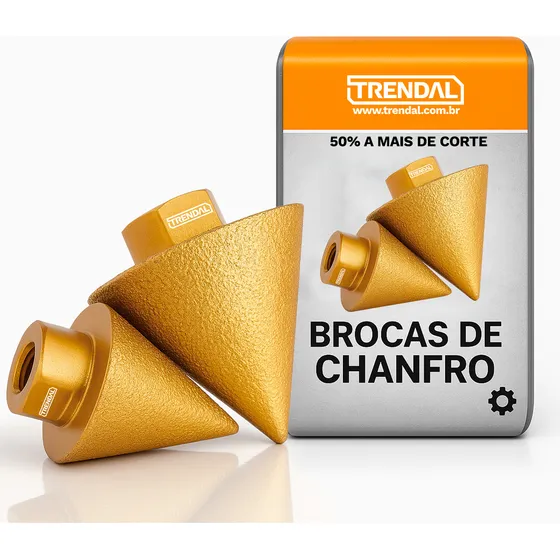 Broca de Chanfro Conica Esmilhadeira M14 Diamantada 9-50mm Fura Porcelanato