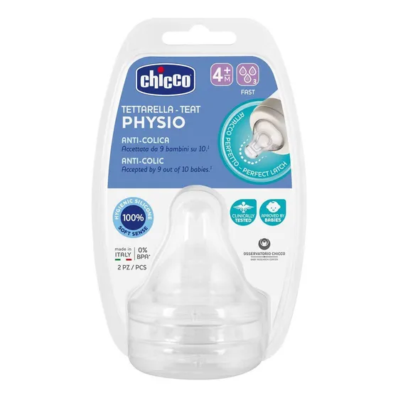 Chicco Tetina Physio 4m+ Flujo Rápido 2 Piezas