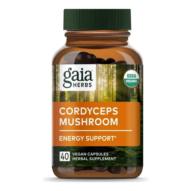 Hongo Cordyceps Gaia Herbs 40 Cápsulas Veganas