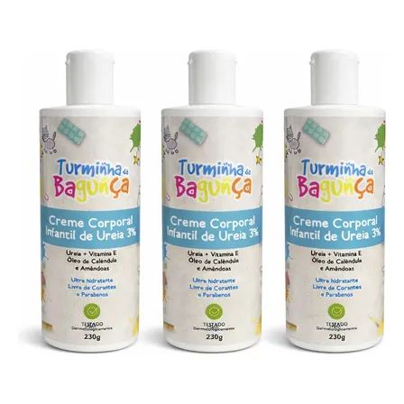 Kit 3 Hidratante Corporal Infantil Ureia 3% Turminha 230g Suave