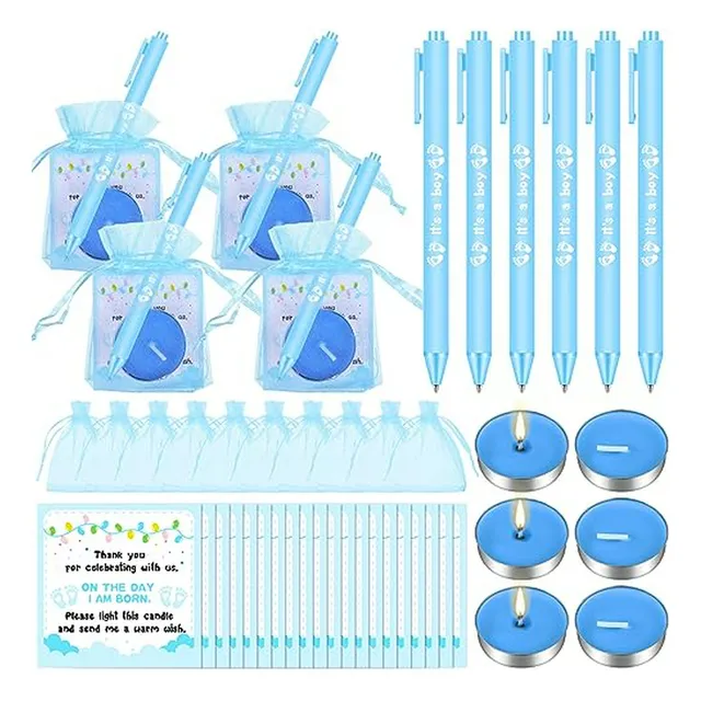 50 Sets De Recuerdos Para Baby Shower Con Velas, Bolígrafos 