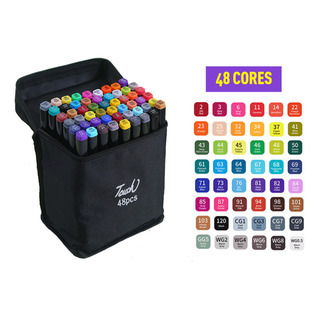 Conjunto Canetas Marcador Canetinha Ponta Dupla 48 Cores Kit Conjunto Canetas Marcador Canetinha Ponta Dupla 48 Cores Kit