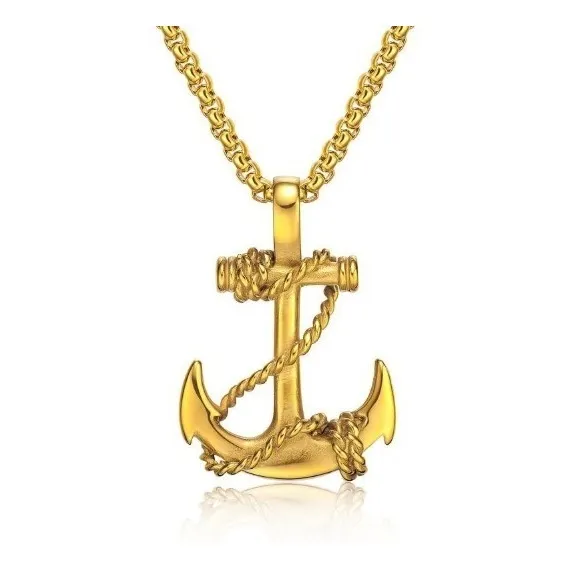 Collar De Cadena, Cruz Y Ancla Para Hombre, Importado