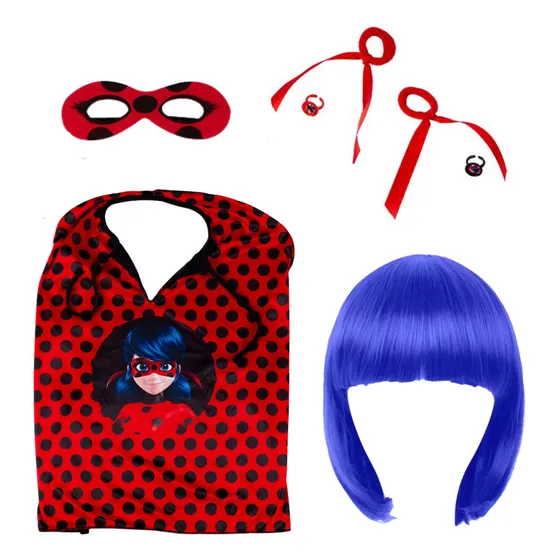 Set Ladybug Peluca + Accesorios Miraculous Disfraz