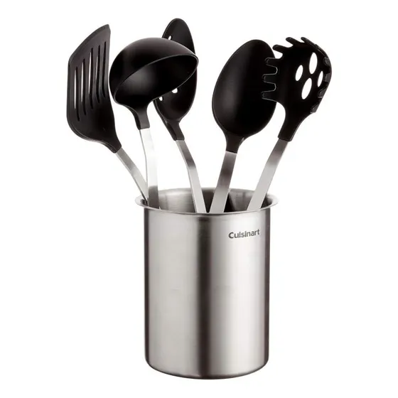 Set 6 Utensilio De Cocina Cuisinart C/base Acero Inox.