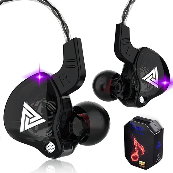 Fone De Ouvido Qkz Ak6 Profissional Retorno De Palco C/case Cor Preto