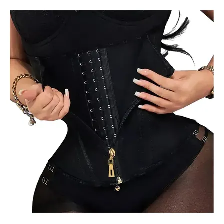 Faja Colombiana Doble Cierre Reloj De Arena Cinturilla Negro M