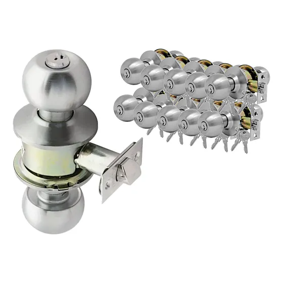 Cerradura Pomo Cilindrico Cromo Mate Para Recamara 10 Piezas