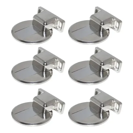 6 Prendedor De Porta Magnético Renna Aço Cromado Adesivo 3m Forma Redondo
