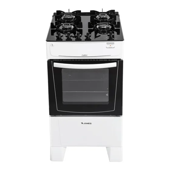 Cocina Gas Mesa Vidrio Templado James C 690 V Blanca Color Blanco