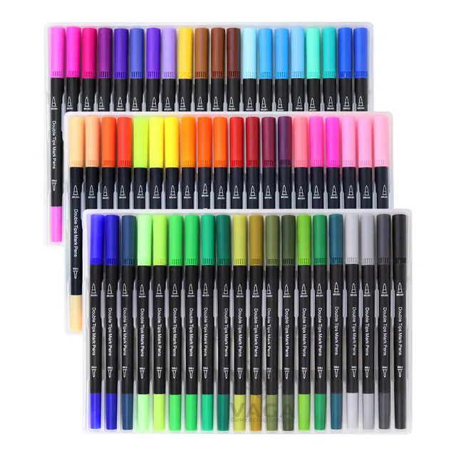 Dual Brush Pens Plumones Doble Punta 80 Pincel Rotulador