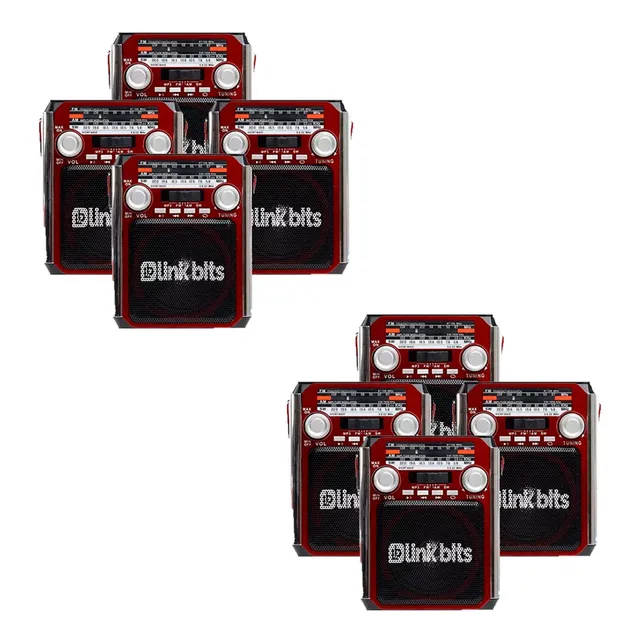 Kit 8 Bocina Radio Rd-210 Linkbits Usb Sd Aux Lampara Color