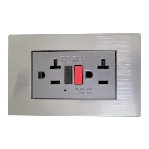 Tomacorriente Doble De Seguridad Gfci En Acero Inox Color Gris