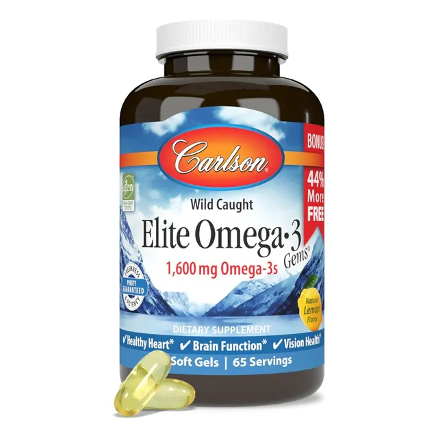 Omega 3 Elite 1600 Mg Carlson 130 Softgel Sabor Limón