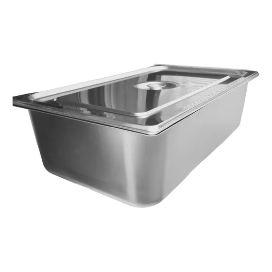 Inserto Charola Entero Con Tapa Inoxidable 15 Cm De Profundi
