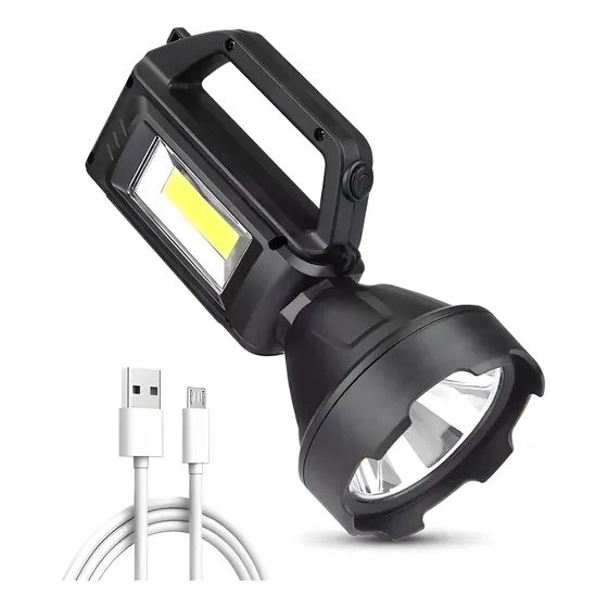 Linterna Led Recargable Alto Alcance Portatil Linterna Negro Luz Blanco