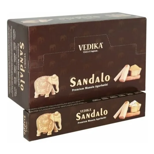 Incienso Vedika Sándalo Mayoreo Con 12 Paquetes De 15 Sticks