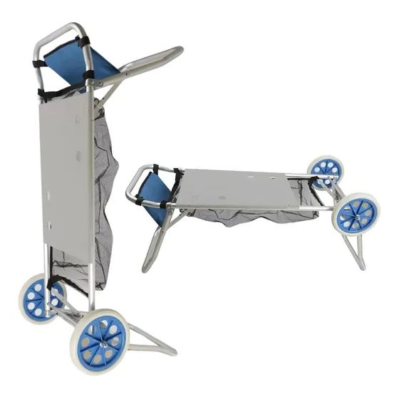 Carrito Carro Playero Mesa Aluminio Porta Reposera Sombrilla Color Azul