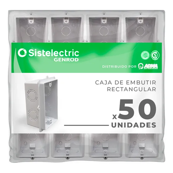 Caja De Embutir Rectangular Pvc Genrod Calidad 10x5 Pack X50