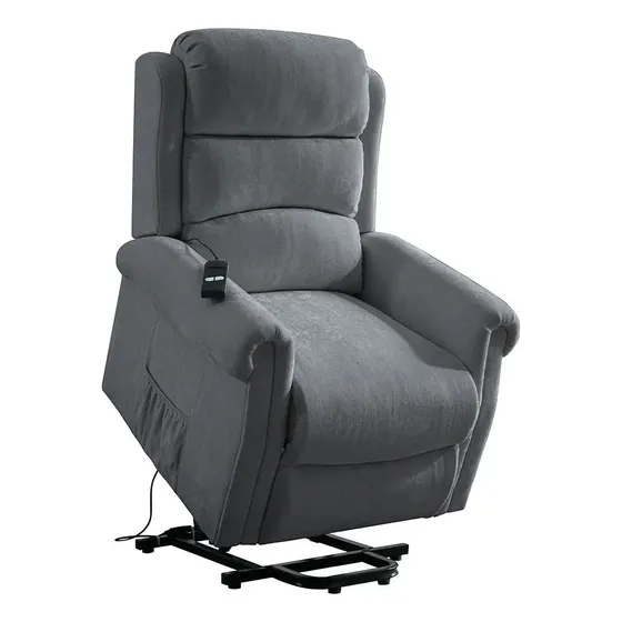 Poltrona Sillon Reclinable Masajeador Con Elevacion Y Calor Color Gris Diseño De La Tela Velvet