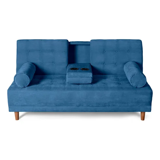Sofá Cama Zambroni Makora Essentials De Velvet Con Portavaso Color Azul