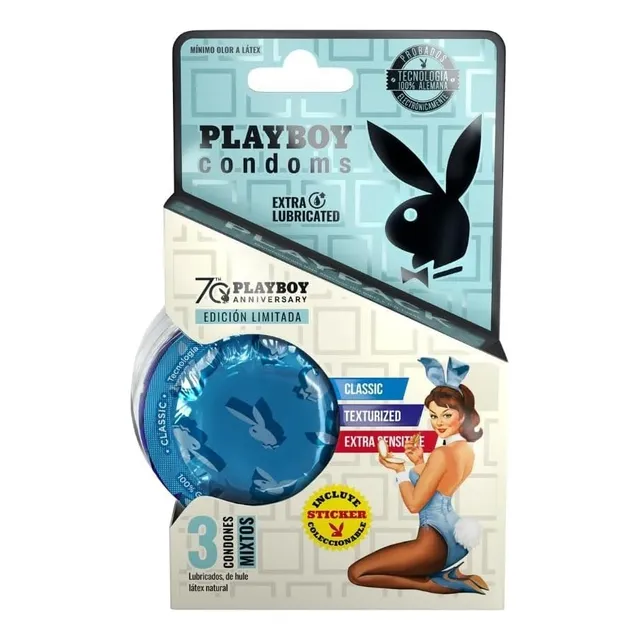 3 Condones Lubricados Playboy Condoms Playpack