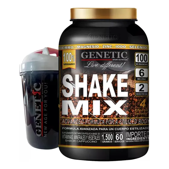 Batido Diet Vegano Shake Mix Reemplaza Comida Shaker Genetic