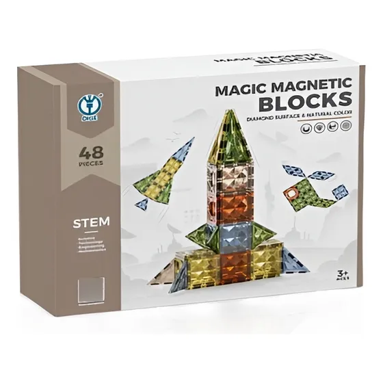 Juego Bloques Magnéticos Con Iman Simil Vitro + Packaging Cantidad De Piezas 48