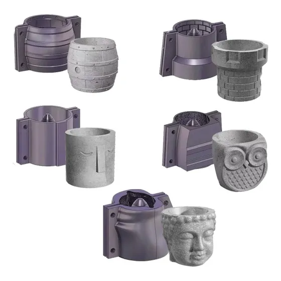 5 Moldes Para Maceta De Cemento-yeso 9 Modelos