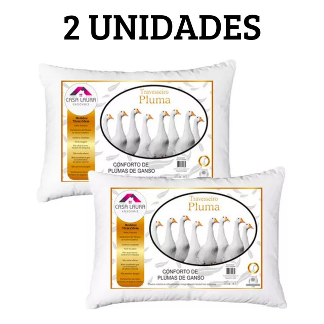 Kit 2 Travesseiros Macios Brancos Casa Laura Enxovais Pluma De Ganso Sintético Premium Hip... Kit 2 Travesseiros Macios Brancos Casa Laura Enxovais Pluma De Ganso Sintético Premium Hip...