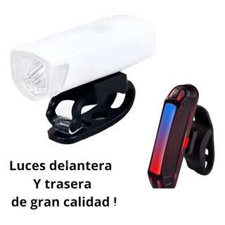 Luz Delantera Para Bicicleta Color Blanca Con Luz Trasera Luz Delantera Para Bicicleta Color Blanca Con Luz Trasera